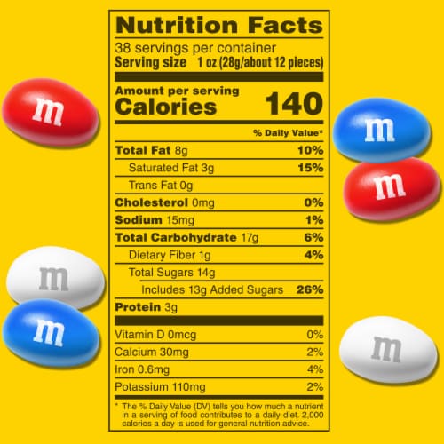 M&M'S Peanut Red White & Blue Summer Candy Party Size Bag Perspective: bottom