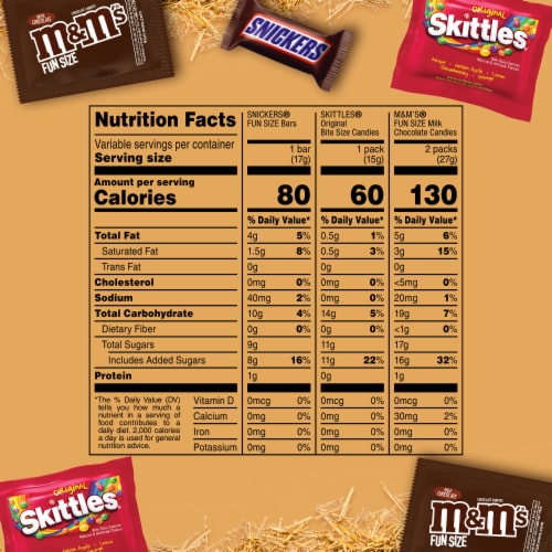 fun size m&m nutrition label