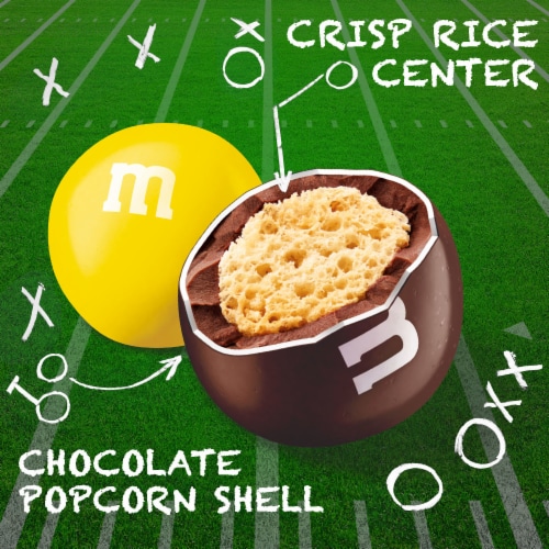 M&M's Milk Chocolate Popcorn Crisp Rice Center Halloween Candy Perspective: bottom