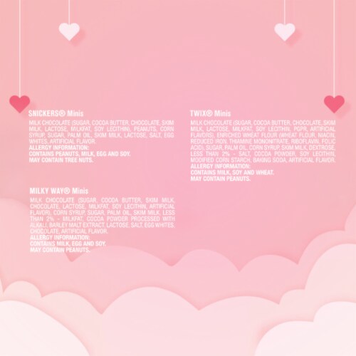 Snickers Twix & Milky Way Valentines Day Assorted Chocolate Heart-Shaped Candy Gift Box Perspective: bottom