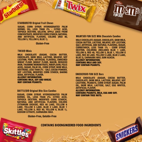 M&M'S Milk Chocolate Skittles Snickers Starburst & Twix Halloween Candy Assortment Perspective: bottom