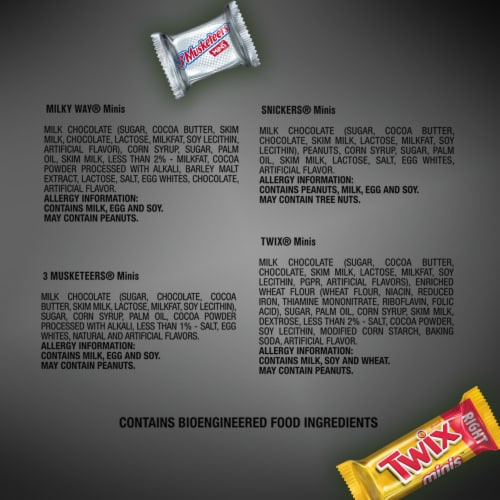 Snickers Twix Milky Way & 3 Musketeers Minis Mixed Chocolate Bulk Halloween Candy Perspective: bottom