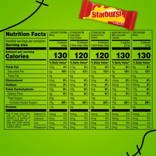 M&M'S Snickers Starburst & 3 Musketeers Assorted Bulk Halloween Candy Variety Pack Perspective: bottom