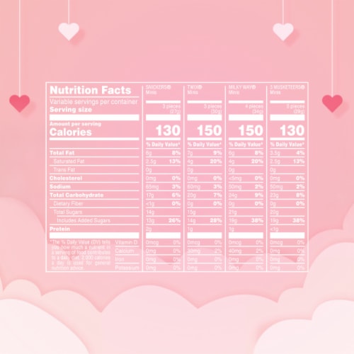 Snickers Twix & More Assorted Chocolate Valentine Day Candy Perspective: bottom