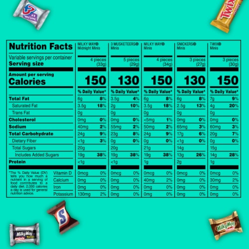 Snickers Twix Milky Way & 3 Musketeers Variety Pack Milk & Dark Chocolate Candy Bars Perspective: bottom