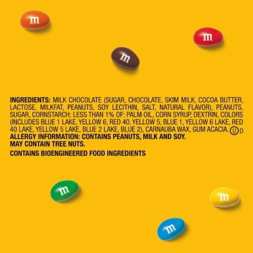 M&M'S Peanut Milk Chocolate Candy Sharing Size Bag Perspective: bottom
