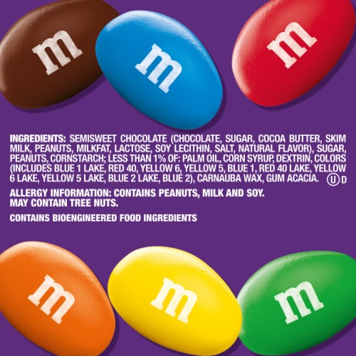 M&M'S Peanut Dark Chocolate Candy Sharing Size Bag Perspective: bottom