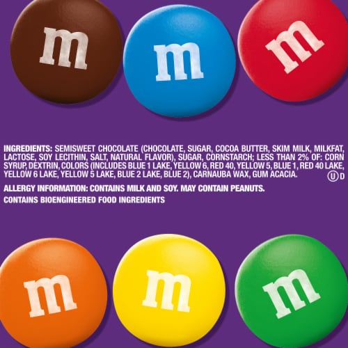 M&M'S 50% Cacao Dark Chocolate Candy Family Size Bag Perspective: bottom
