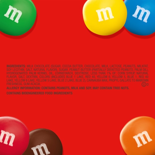 M&M'S Peanut Butter Milk Chocolate Candy Family Size Bag Perspective: bottom