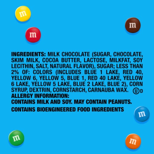 M&M'S Minis Milk Chocolate Candy Family Size Bag Perspective: bottom