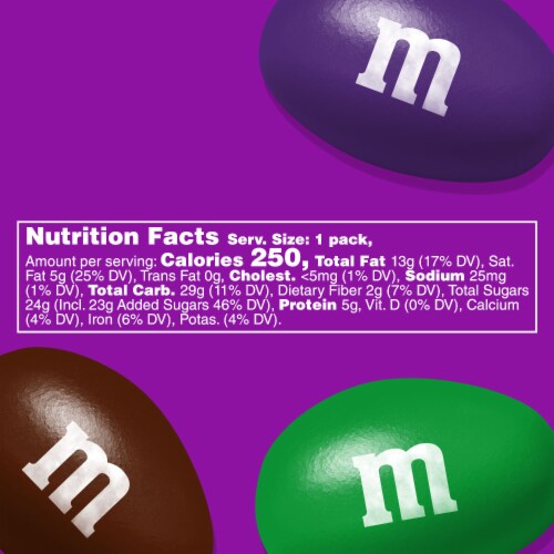 M&M'S Limited Edition Peanut Milk Chocolate Candy featuring Purple Candy Bag Perspective: bottom
