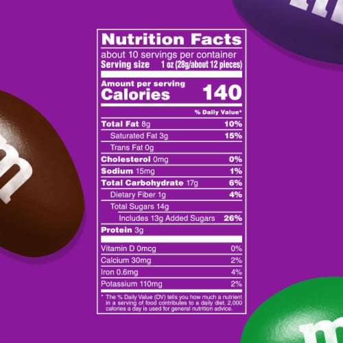 M&M'S Sharing Size Limited Edition Peanut Chocolate Candy featuring Purple Candy Bag Perspective: bottom