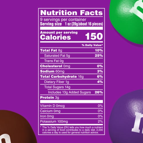 M&M'S Sharing Size Limited Edition Peanut Butter Milk Chocolate Candy featuring Purple Candy Perspective: bottom