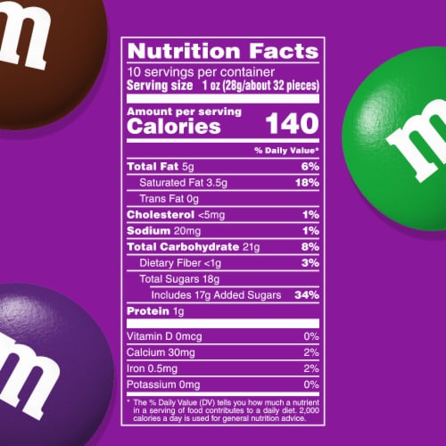 M&M's Limited Edition Milk Chocolate Candy featuring Purple Candy Sharing Size Bag Perspective: bottom