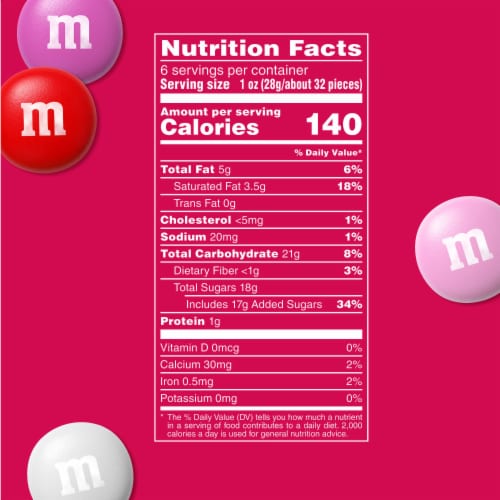 M&M'S Milk Chocolate Red, Pink & White Valentine's Day Candy Gift Box Perspective: bottom