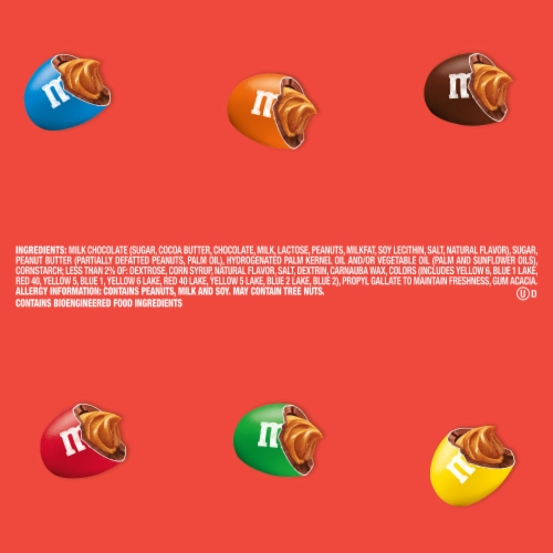 M&M'S Mega Peanut Butter Chocolate Candy Share Size Pack Perspective: bottom