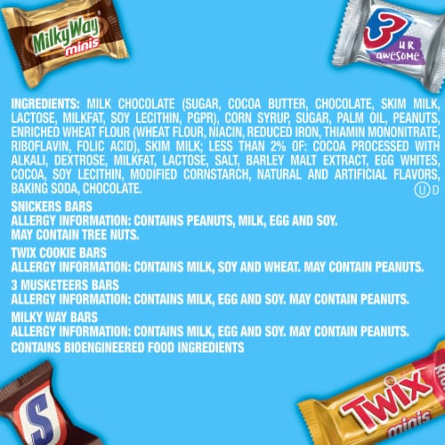 Snickers Twix Milky Way & 3 Musketeers Minis Chocolate Candy Bars Variety Pack Bag Perspective: bottom