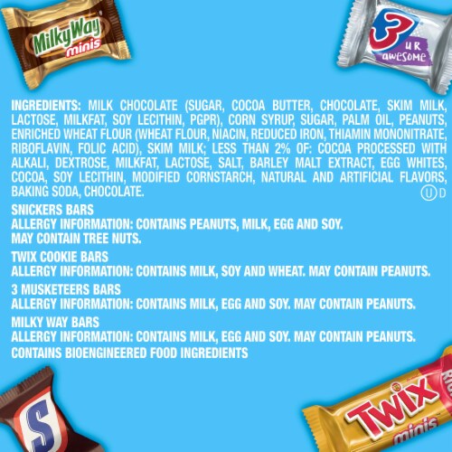 Snickers Twix Milky Way & 3 Musketeers Minis Chocolate Candy Bars Variety Pack Bag Perspective: bottom