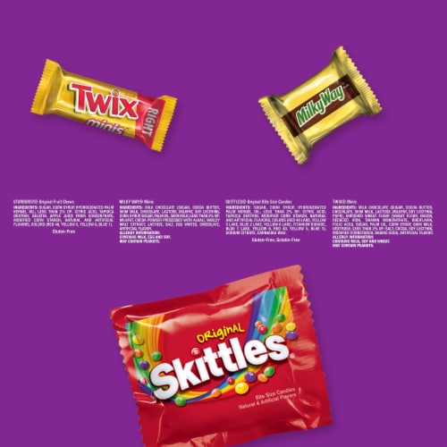 Twix Milky Way STARBURST & SKITTLES Candy Variety Pack Party Size Bulk Bag Perspective: bottom
