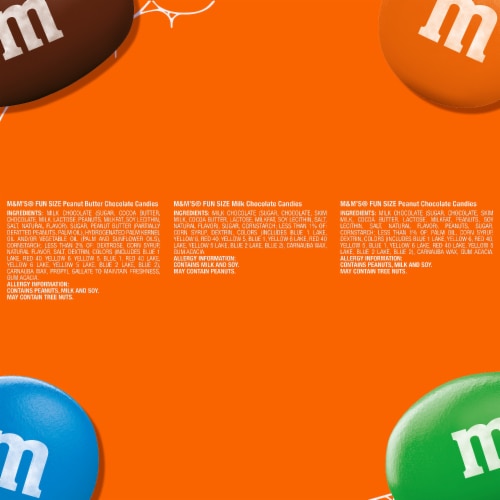 M&M'S Milk Chocolate Peanut & Peanut Butter Fun Size Halloween Candy Variety Pack Bag Perspective: bottom