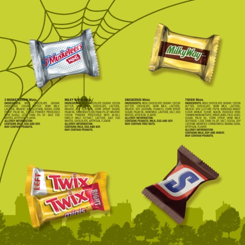 Snickers Twix Milky Way & 3 Musketeers Chocolate Halloween Candy Bar Assortment Bulk Bag Perspective: bottom