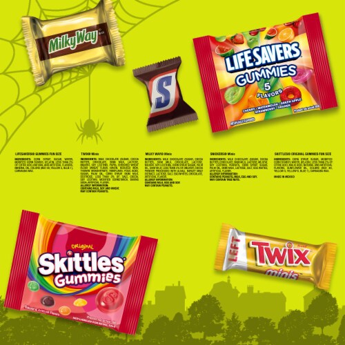 Snickers Skittles Gummies Twix & More Halloween Candy Variety Pack Bulk Bag Perspective: bottom