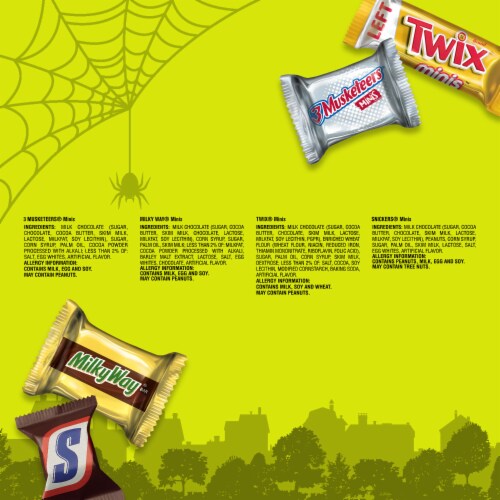 Snickers Twix Milky Way & 3 Musketeers Minis Halloween Candy Variety Pack Bulk Bag Perspective: bottom