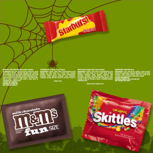 M&M'S Snickers Skittles & Starburst Fun Size Halloween Candy Variety Pack Bulk Bag Perspective: bottom