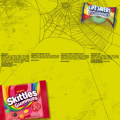 Snickers Skittles Gummies Twix & Life Savers Gummies Halloween Candy Variety Pack Bulk Bag Perspective: bottom
