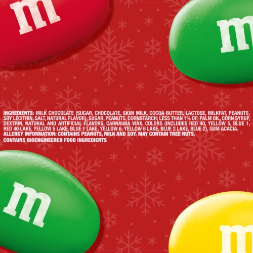 M&M'S Toasty Holiday Peanut Chocolate Christmas Candy Bag Perspective: bottom