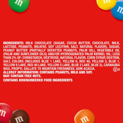 M&M'S Minis Peanut Butter Milk Chocolate Summer Candy Family Size Bag Perspective: bottom