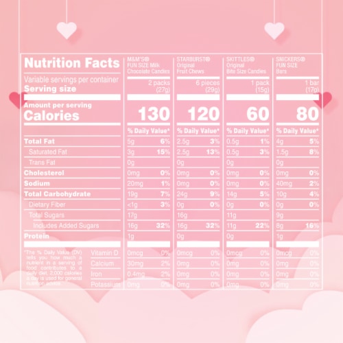 M&M'S Snickers Skittles & Starburst Fun Size Valentine's Day Candy Variety Pack Bulk Bag Perspective: bottom