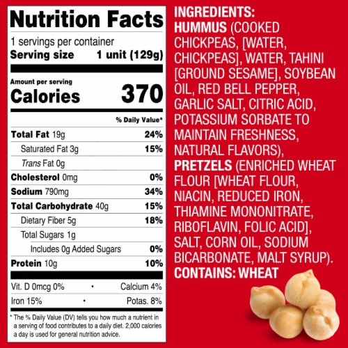 Sabra Snackers Roasted Red Pepper Hummus with Pretzels Perspective: bottom