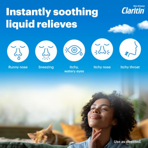 Claritin® Liquid Non-Drowsy Honey Flavored Loratadine Oral Solution Perspective: bottom