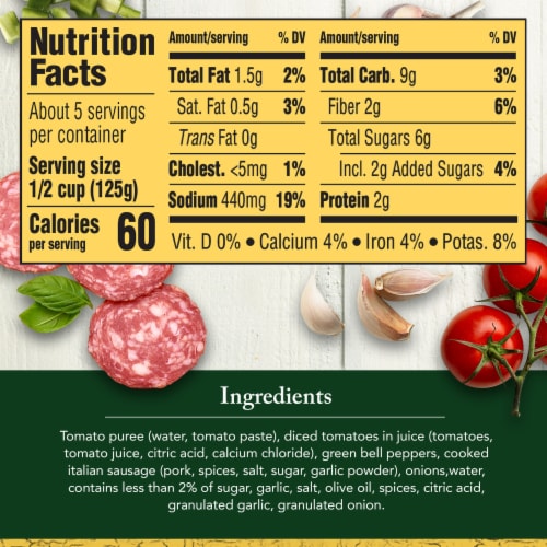 Classico Italian Sausage Spaghetti Pasta Sauce with Peppers & Onions Perspective: bottom