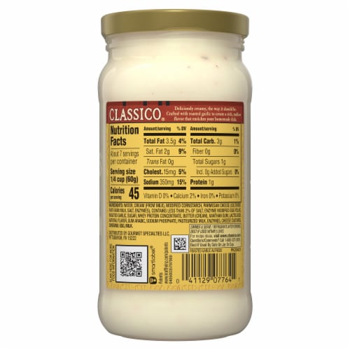 Classico Roasted Garlic Alfredo Spaghetti Pasta Sauce Perspective: bottom