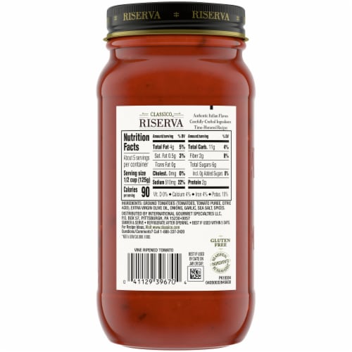 Classico Riserva Vine Ripened Tomato Marinara Pasta Sauce Perspective: bottom
