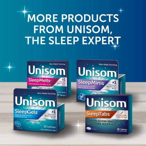 Unisom SleepTabs Doxylamine Succinate Sleep-Aid Tablets Perspective: bottom