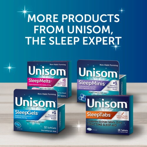 Unisom SleepTabs Nighttime Sleep-aid Doxylamine Succinate Tablets Perspective: bottom