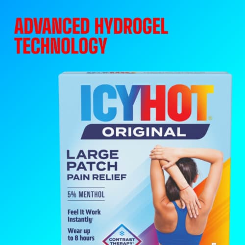 Icy Hot Original Medicated Large Pain Relief Menthol Patches Perspective: bottom