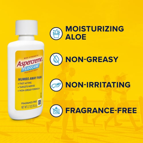 Aspercreme Maximum Strength Joint and Muscle Pain Relief Lidocaine Cream Perspective: bottom