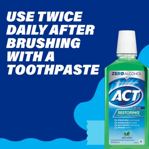 ACT Restoring Anticavity Fluoride With Zero Alcohol Mint Burst Mouthwash Perspective: bottom