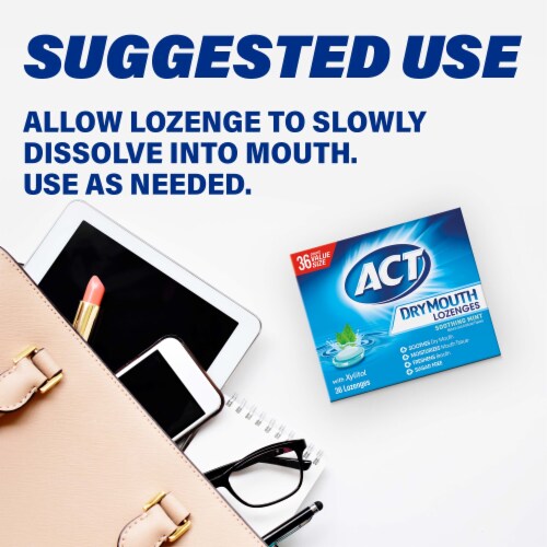 ACT Dry Mouth Soothing Mint with Xylitol Lozenges Perspective: bottom