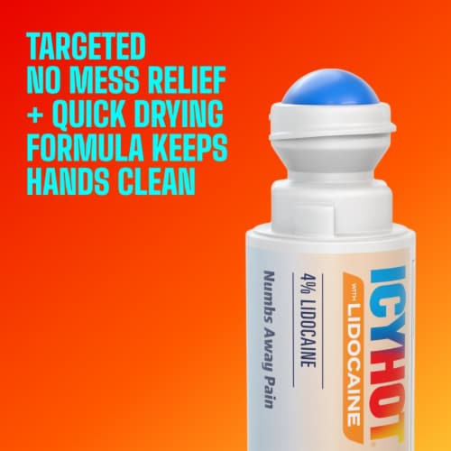 Icy Hot Max Strength No-Mess Roll-on Pain Relief Lidocaine Liquid Perspective: bottom