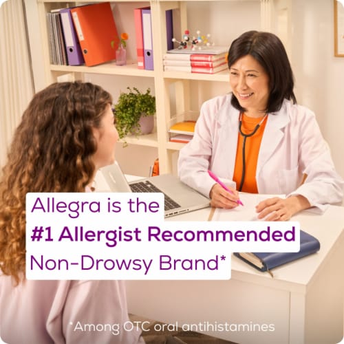 Allegra Adult 24 Hour Non-Drowsy Allergy And Sinus Antihistamine Gelcaps Fexofenadine HCL Perspective: bottom