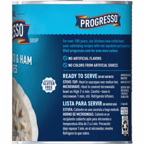 Progresso Traditional Creamy Potato Ham with Chives Soup Perspective: bottom