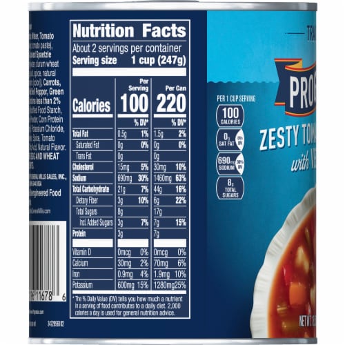 Progresso Traditional Zesty Tomato Dumpling with Vegetables Soup Perspective: bottom