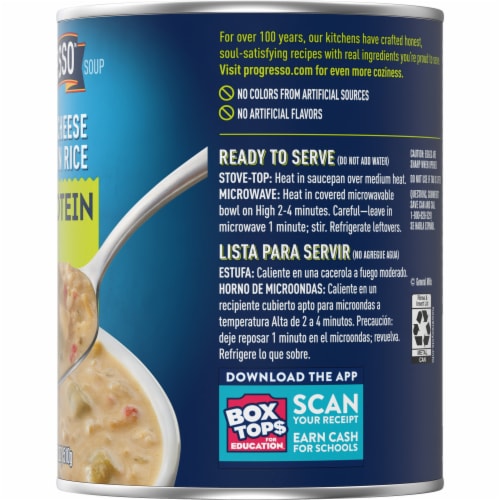 Progresso Protein Broccoli Cheese With Brown Rice Canned Soup Perspective: bottom