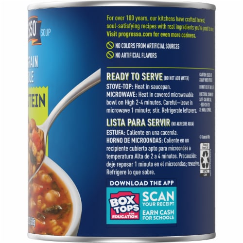 Progresso Protein Hearty Grain Vegetable Vegetarian Canned Soup Perspective: bottom