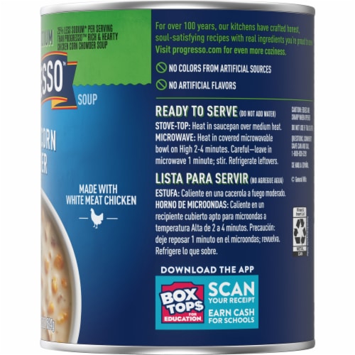 Progresso Reduced Sodium Chicken Corn Chowder Canned Soup Perspective: bottom